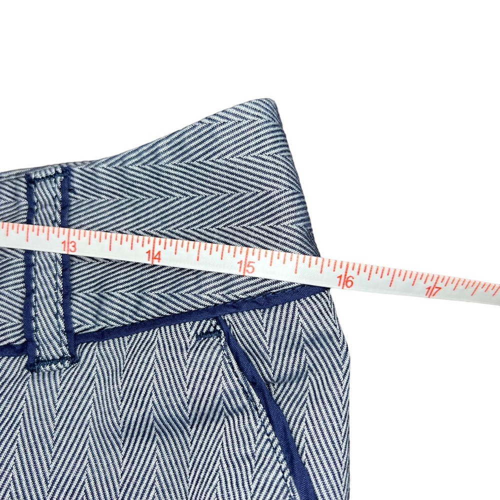 Talbots Blue Herringbone Wide-Leg Pants with Navy Trim